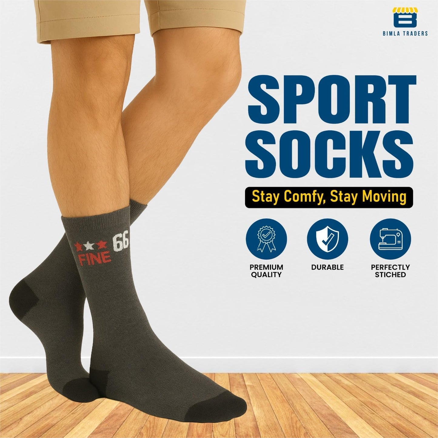 Bimla Traders Sports Ankle Socks for Unisex – Breathable, Sweat-Absorbent, Cushioned Athletic Socks for Running, Gym, Cycling.(PO12_ASSTRD)