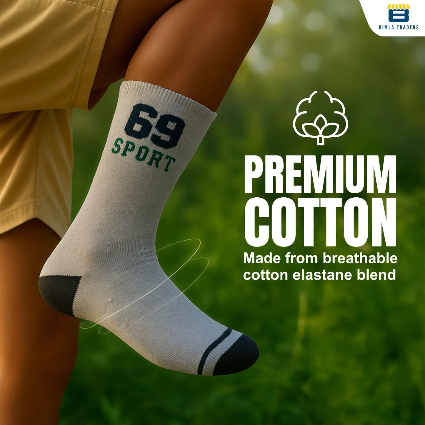 Bimla Traders Sports Ankle Socks for Unisex – Breathable, Sweat-Absorbent, Cushioned Athletic Socks for Running, Gym, Cycling.(PO12_ASSTRD)