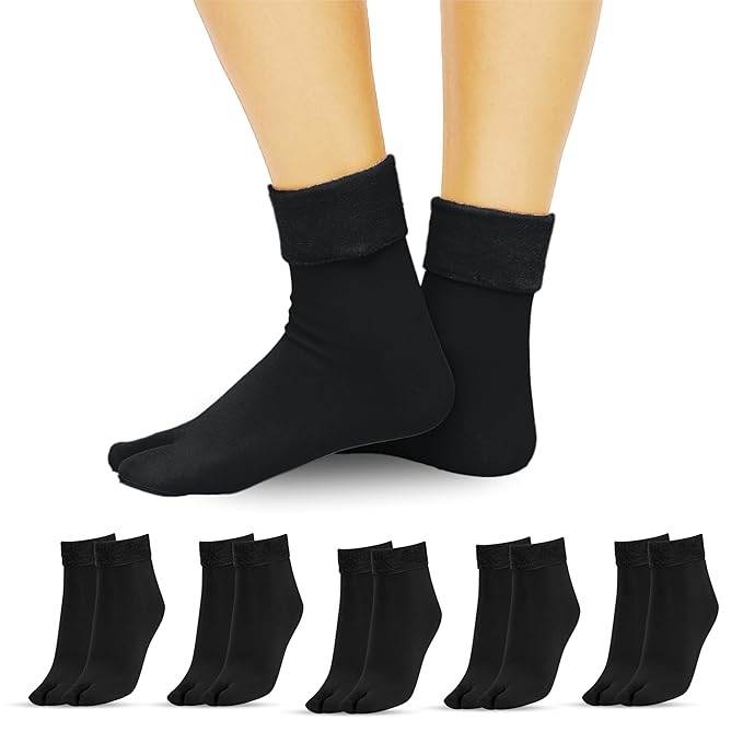 Btag Women's Thermal Ankle-Length Wool Socks with fleece soft Fur Inside | Heavy-Duty Winter Warm Anklets for Women/Girls. Pack of 6.