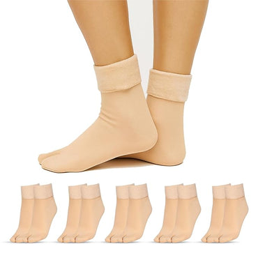 Btag Women's Thermal Ankle-Length Wool Socks with fleece soft Fur Inside | Heavy-Duty Winter Warm Anklets for Women/Girls. Pack of 6.