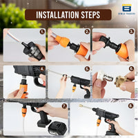 Bimla Traders 48V Cordless High Pressure Car Washer Gun with Double Battery | Portable Water Jet Cleaner with Foam Bottle, Long Hose & Nozzle Set for Car, Bike, Home & Garden Cleaning. Pack of 1