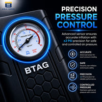 Bimla Traders Portable Digital Tyre Inflator for Car & Bike – Compact Air Pump Compressor with Pressure Gauge, Fast Inflation – Ideal for Tyres, Balls & Inflatables. Pack of 1 (AU002_Black)