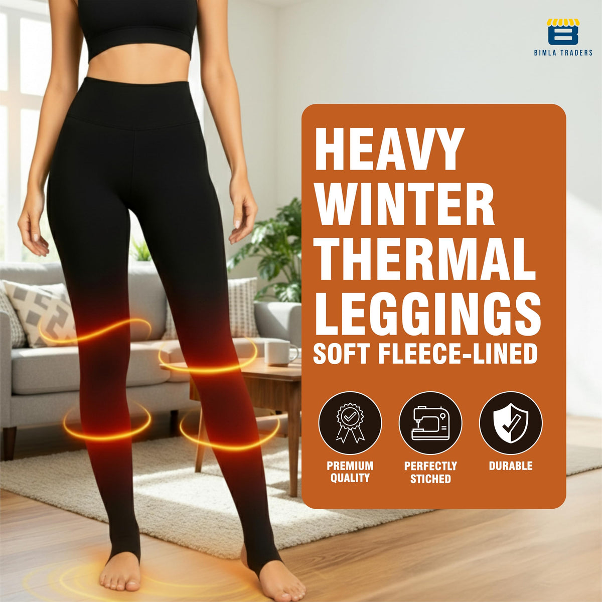 Bimla Traders Women Winter Fur Leggings | Light Winter Thermal Leggings for 18-28°C | Soft Fleece-Lined Stretch Winter Wear Bottoms
