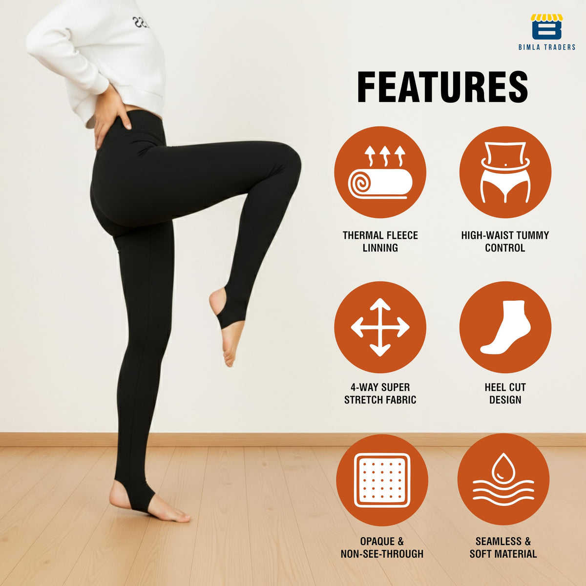 Bimla Traders Women Winter Fur Leggings | Light Winter Thermal Leggings for 18-28°C | Soft Fleece-Lined Stretch Winter Wear Bottoms
