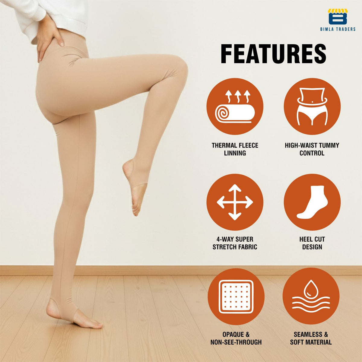 Bimla Traders Women Winter Fur Leggings | Mild Winter Thermal Leggings for 10-18°C | Soft Fleece-Lined Stretch Winter Wear Bottoms