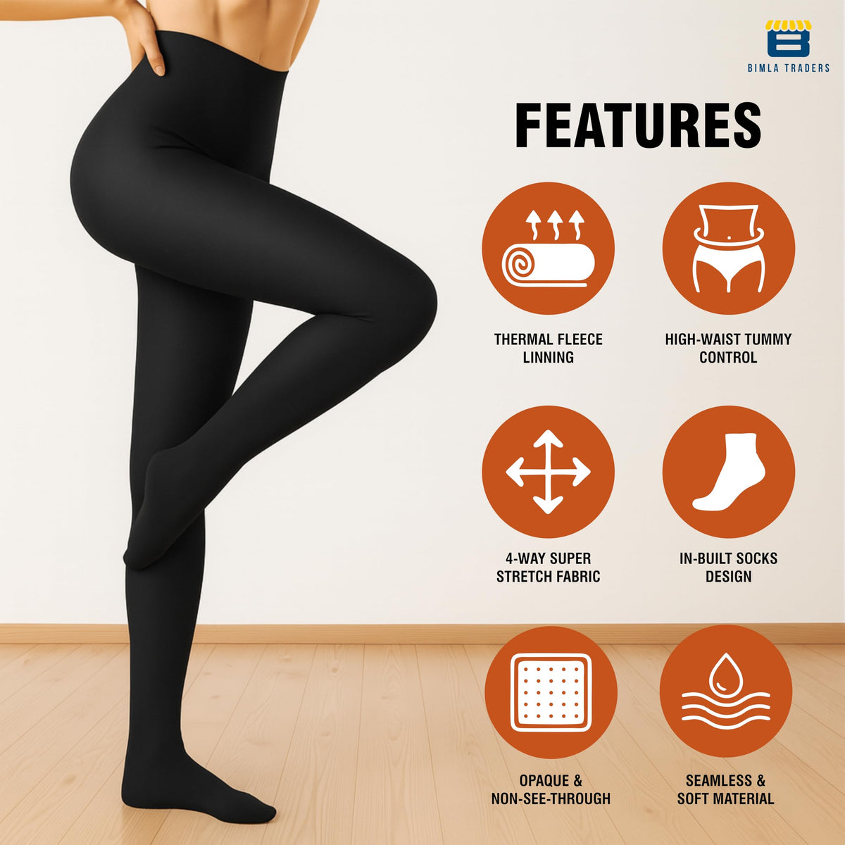 Bimla Traders Women Winter Fur Leggings | Light Winter Thermal Leggings for 18-28°C | Soft Fleece-Lined Stretch Winter Wear Bottoms