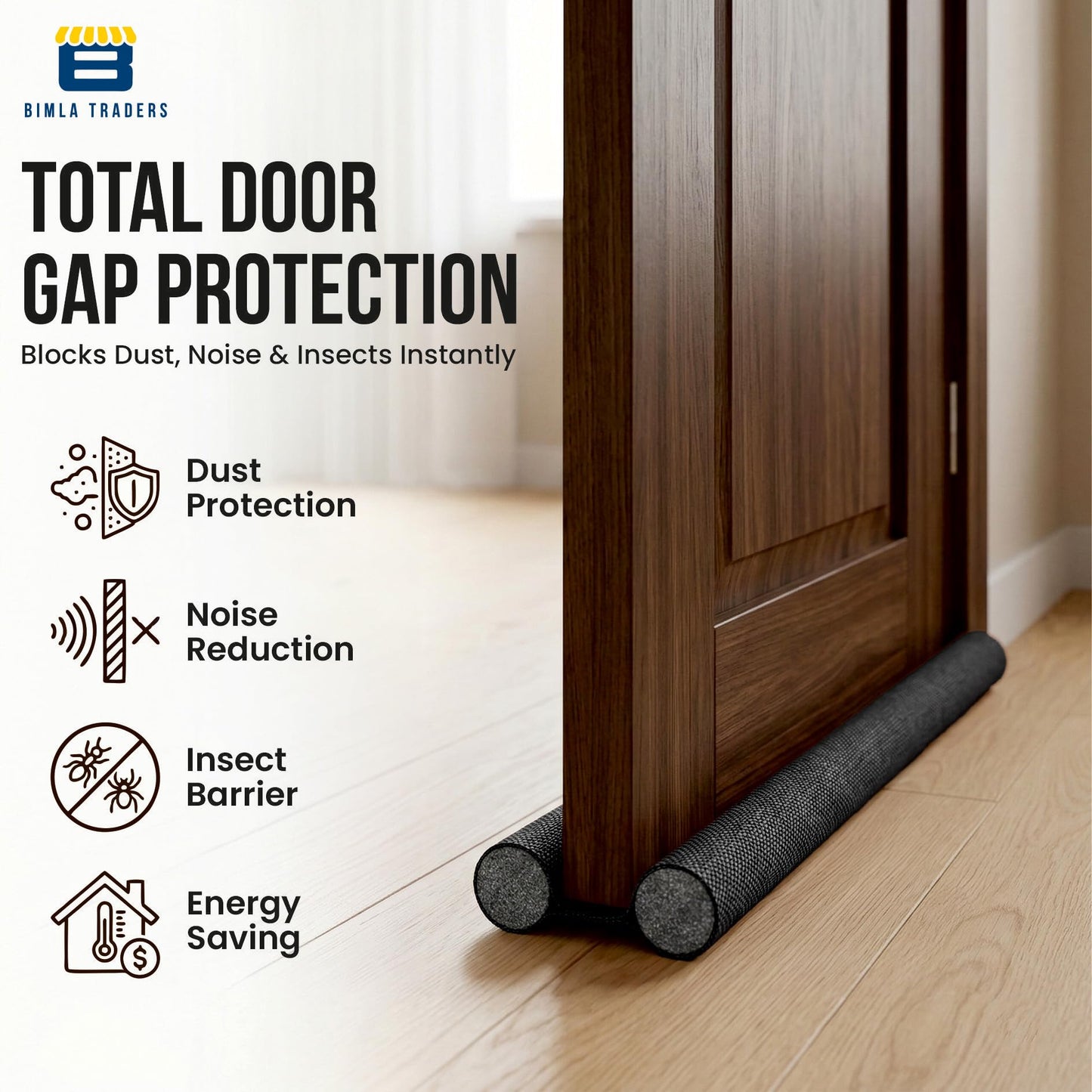 Bimla Traders PVC Door Draft Stopper for Home | Under Door Noise Dust Guard | Cold/Heat Insulation Strip | Gap Sealer for Doors & Windows | Easy Installation.
