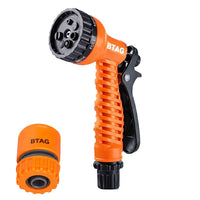 Bimla Traders 7-Pattern Garden Spray Gun Hose Nozzle with Adjustable Trigger Handle, Water Spray Nozzle for Car Wash, Lawn & Garden Watering - with Orange Connector .