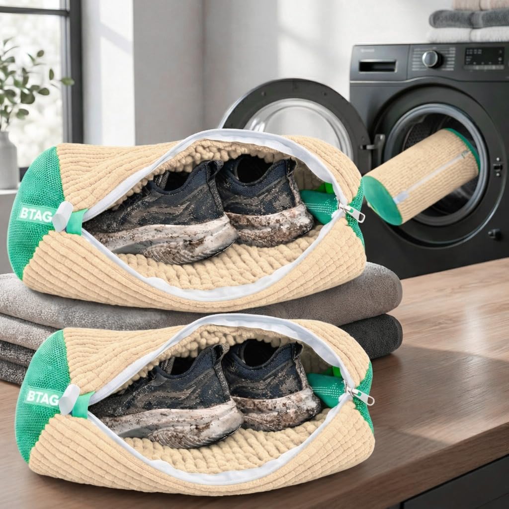 Bimla Traders Reusable Shoe Laundry Bag for Washing Machine & Dryer | Plush Zippered Washing Pouch for Sneakers, Baby Items & Delicates