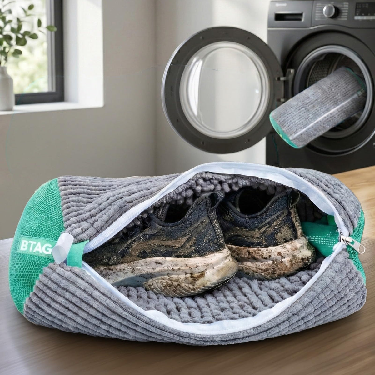 Bimla Traders Reusable Shoe Laundry Bag for Washing Machine & Dryer | Plush Zippered Washing Pouch for Sneakers, Baby Items & Delicates