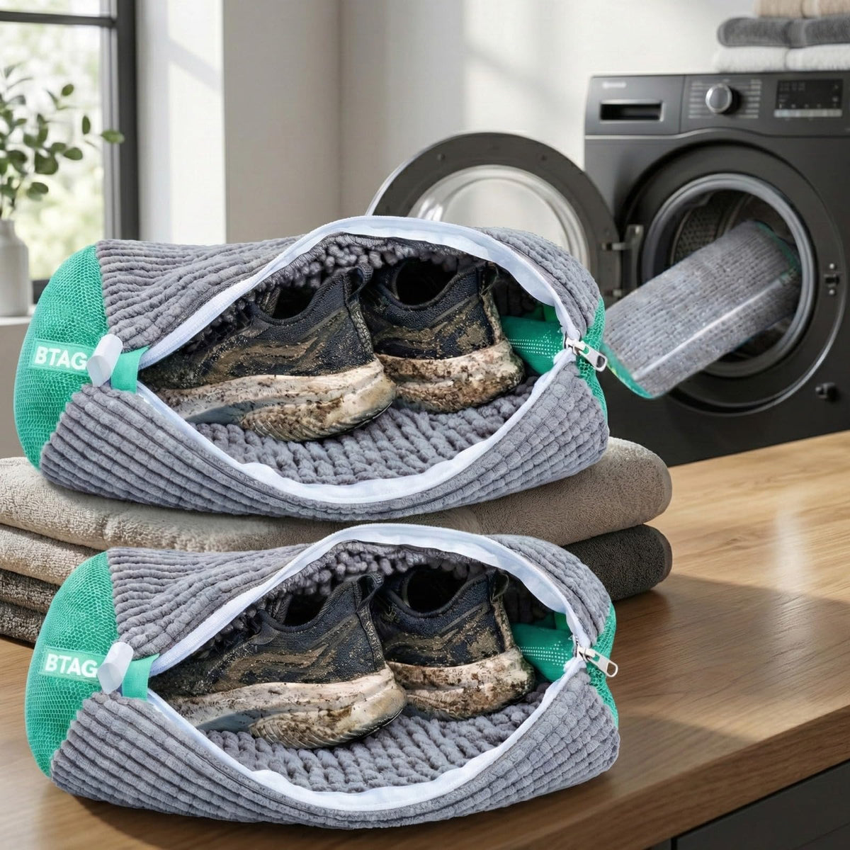Bimla Traders Reusable Shoe Laundry Bag for Washing Machine & Dryer | Plush Zippered Washing Pouch for Sneakers, Baby Items & Delicates