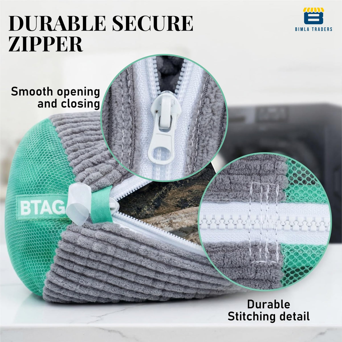 Bimla Traders Reusable Shoe Laundry Bag for Washing Machine & Dryer | Plush Zippered Washing Pouch for Sneakers, Baby Items & Delicates