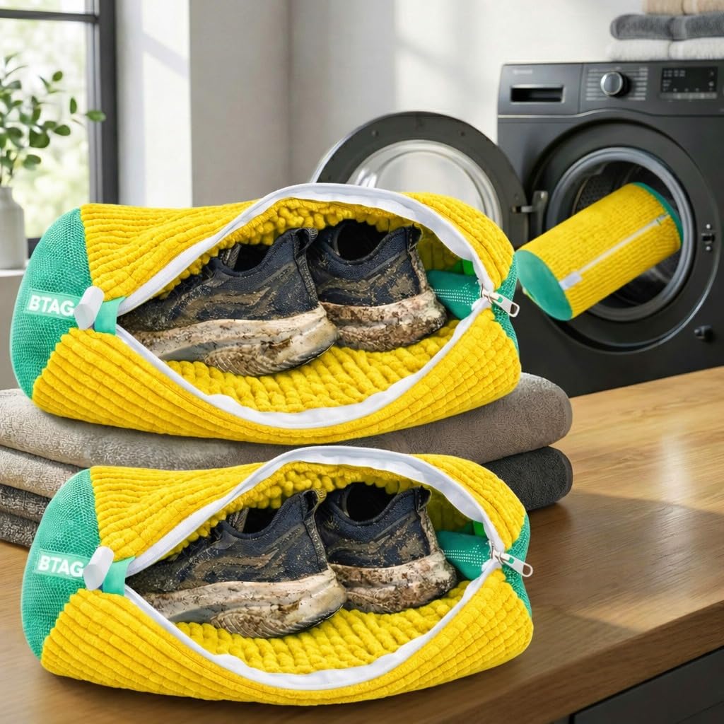 Bimla Traders Reusable Shoe Laundry Bag for Washing Machine & Dryer | Plush Zippered Washing Pouch for Sneakers, Baby Items & Delicates