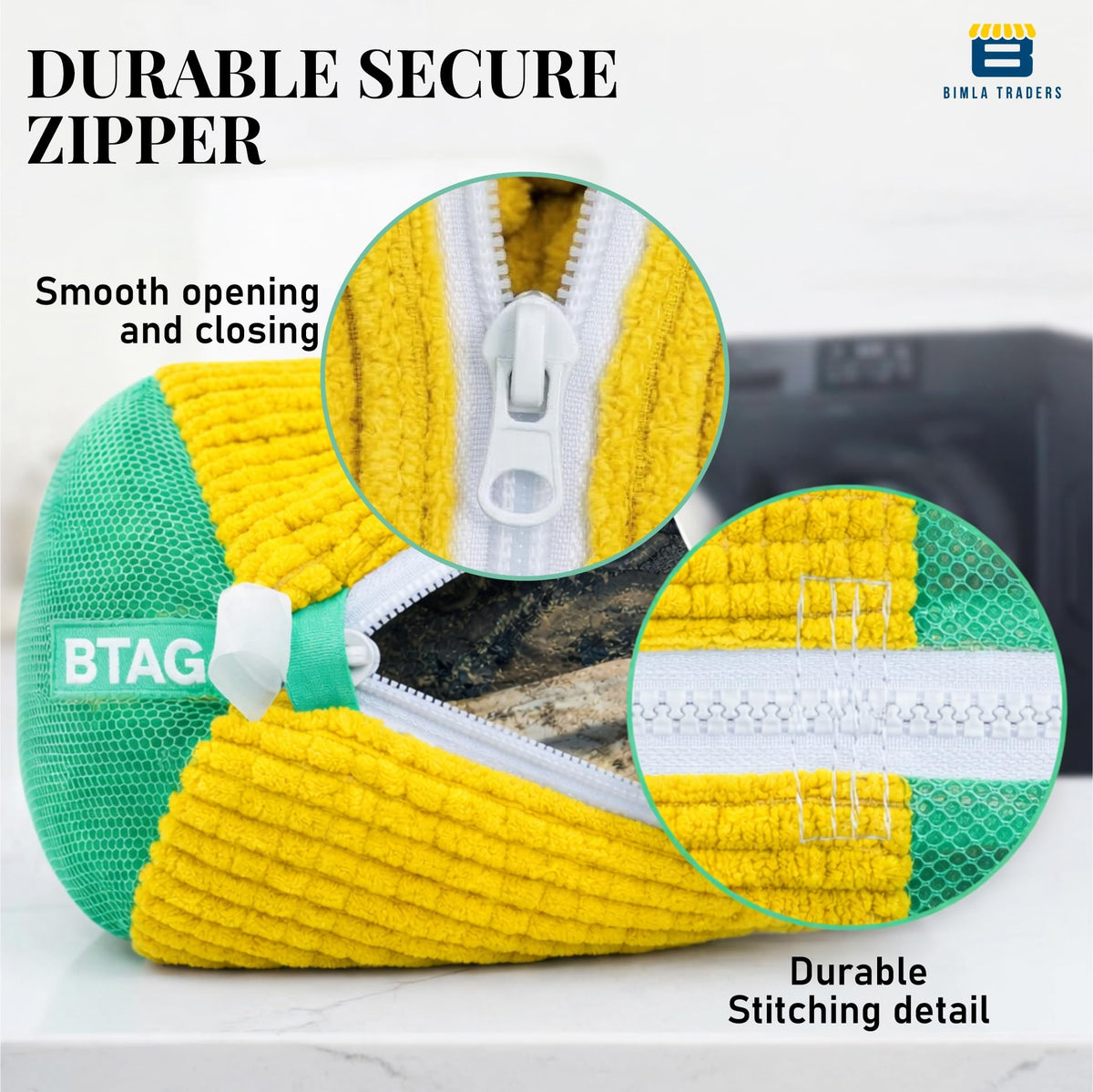 Bimla Traders Reusable Shoe Laundry Bag for Washing Machine & Dryer | Plush Zippered Washing Pouch for Sneakers, Baby Items & Delicates