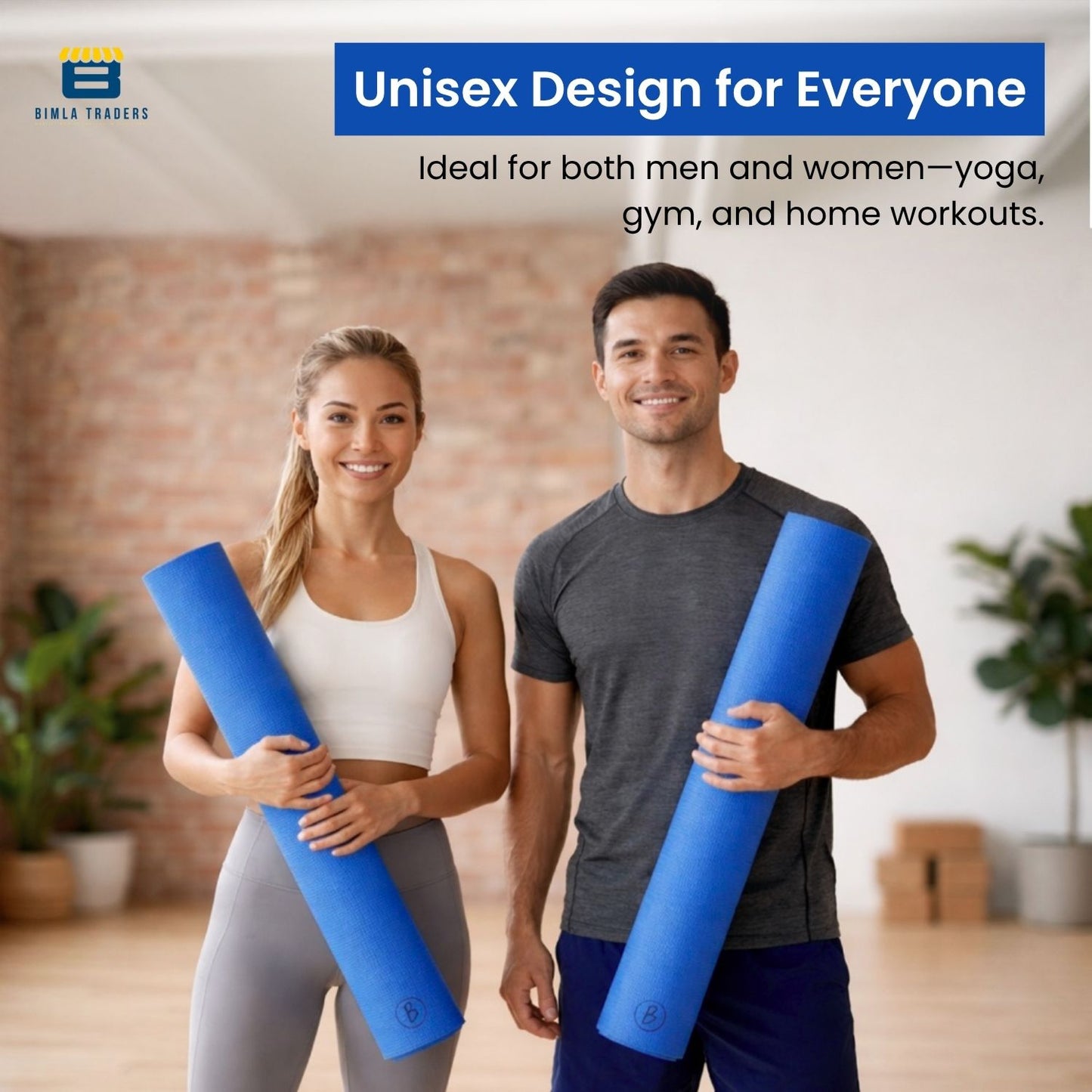 Bimla Traders Premium EVA Yoga Mat for Women & Men | Anti-Slip Exercise & Gym Mat for Home Workouts | Lightweight & Durable