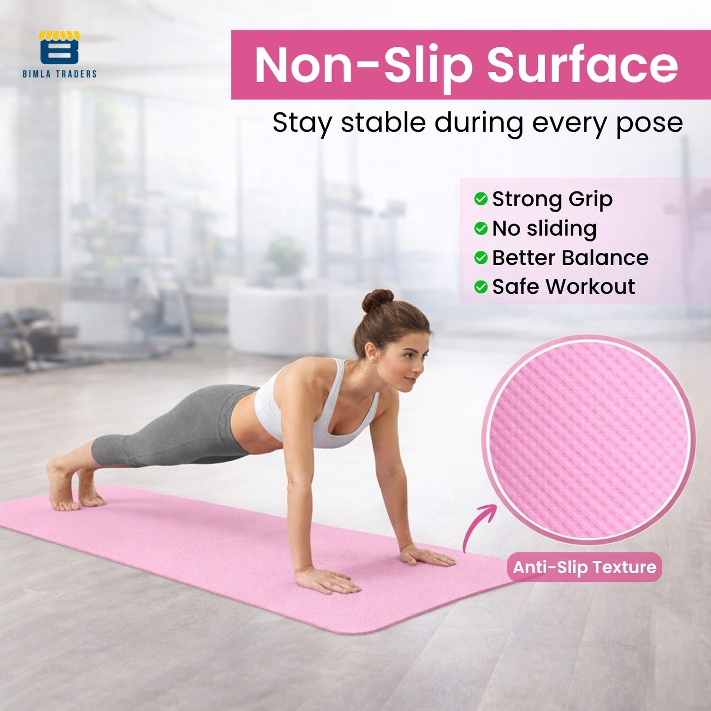 Bimla Traders Premium EVA Yoga Mat for Women & Men | Anti-Slip Exercise & Gym Mat for Home Workouts | Lightweight & Durable