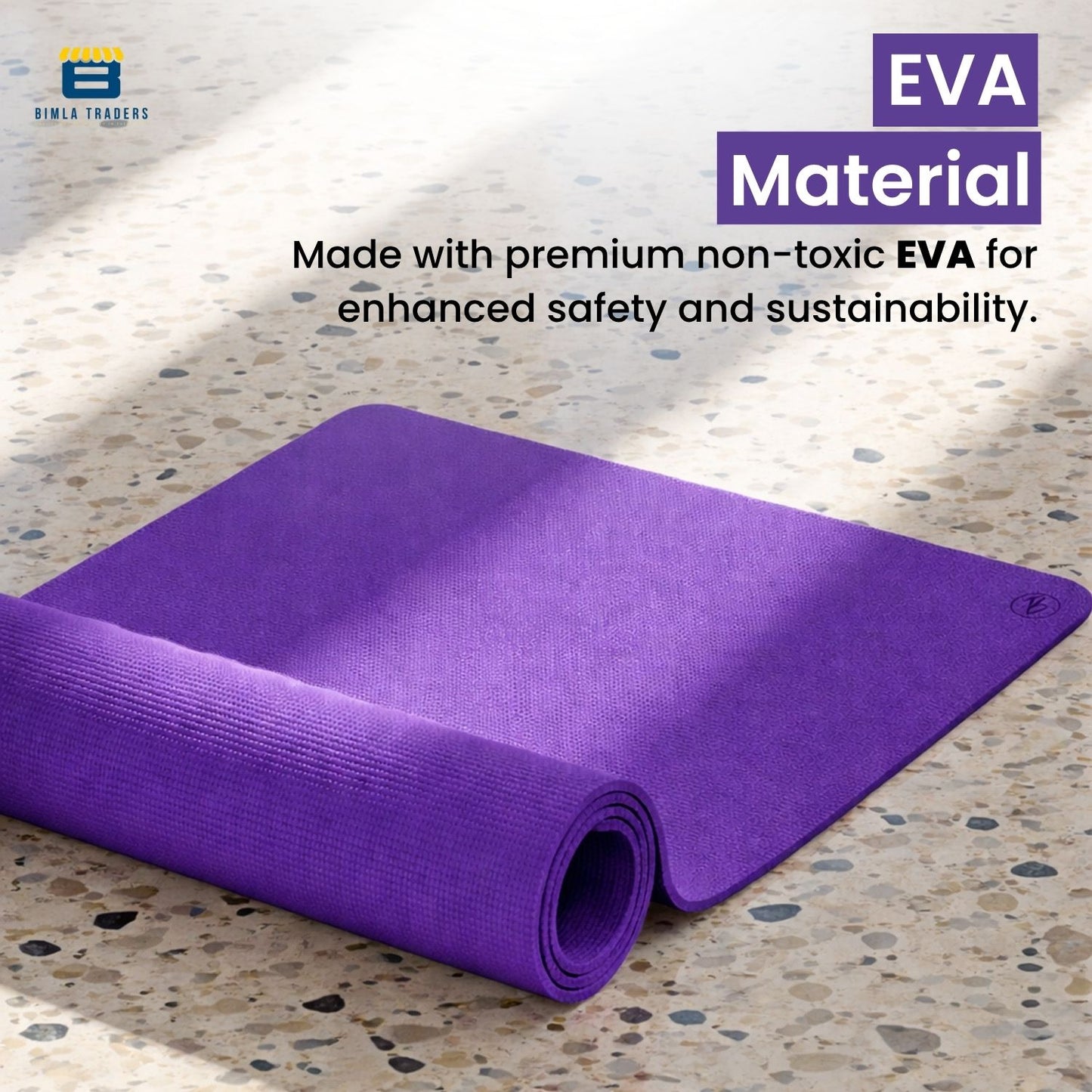 Bimla Traders Premium EVA Yoga Mat for Women & Men | Anti-Slip Exercise & Gym Mat for Home Workouts | Lightweight & Durable