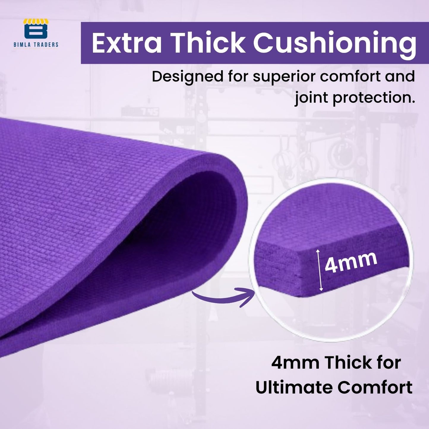 Bimla Traders Premium EVA Yoga Mat for Women & Men | Anti-Slip Exercise & Gym Mat for Home Workouts | Lightweight & Durable