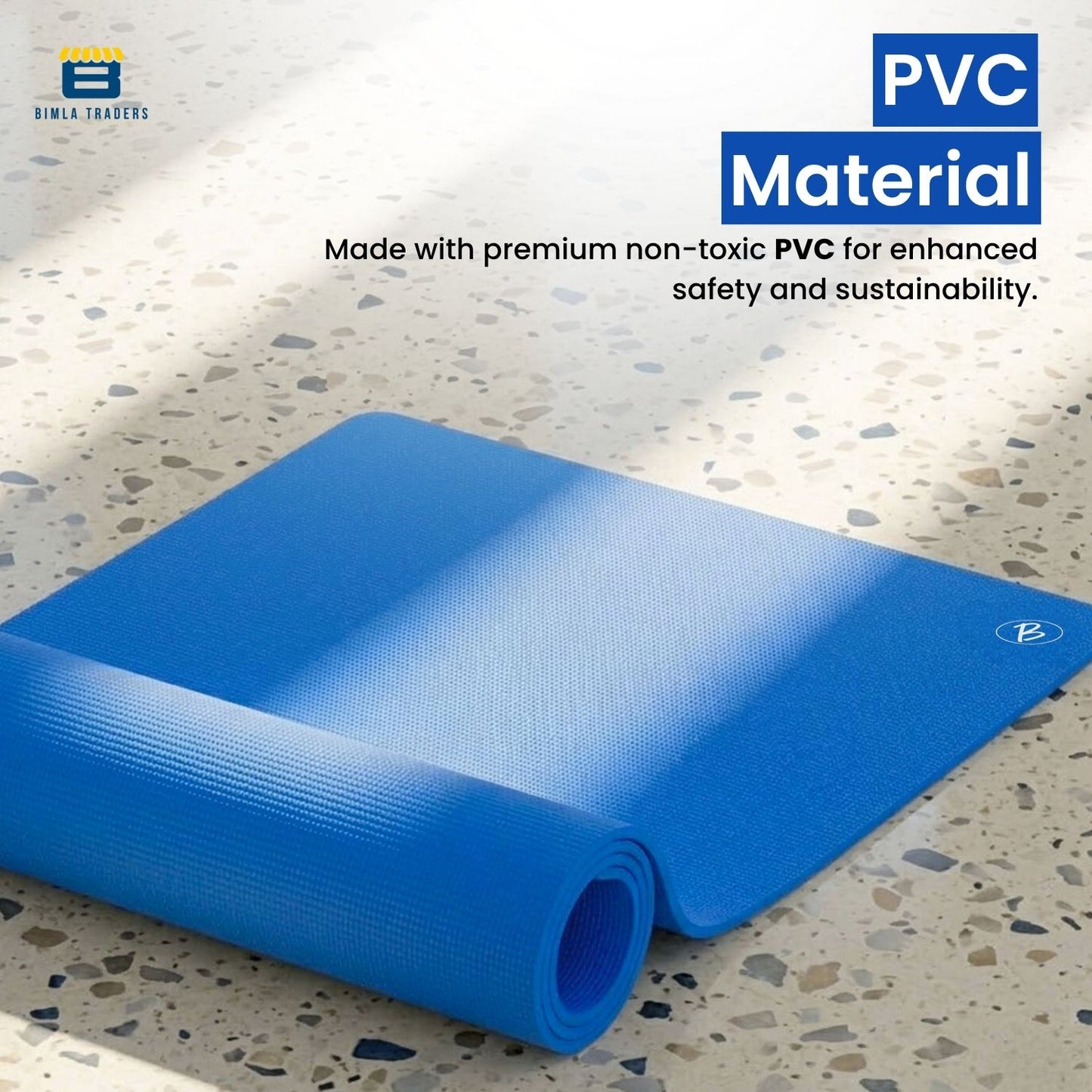 Bimla Traders Premium PVC Yoga Mat for Women & Men | Anti-Slip Exercise & Gym Mat for Home Workouts | Lightweight & Durable