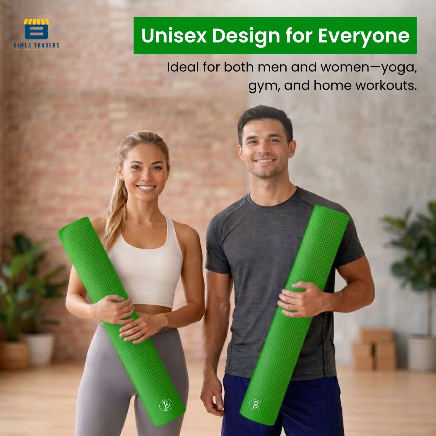 Bimla Traders Premium PVC Yoga Mat for Women & Men | Anti-Slip Exercise & Gym Mat for Home Workouts | Lightweight & Durable