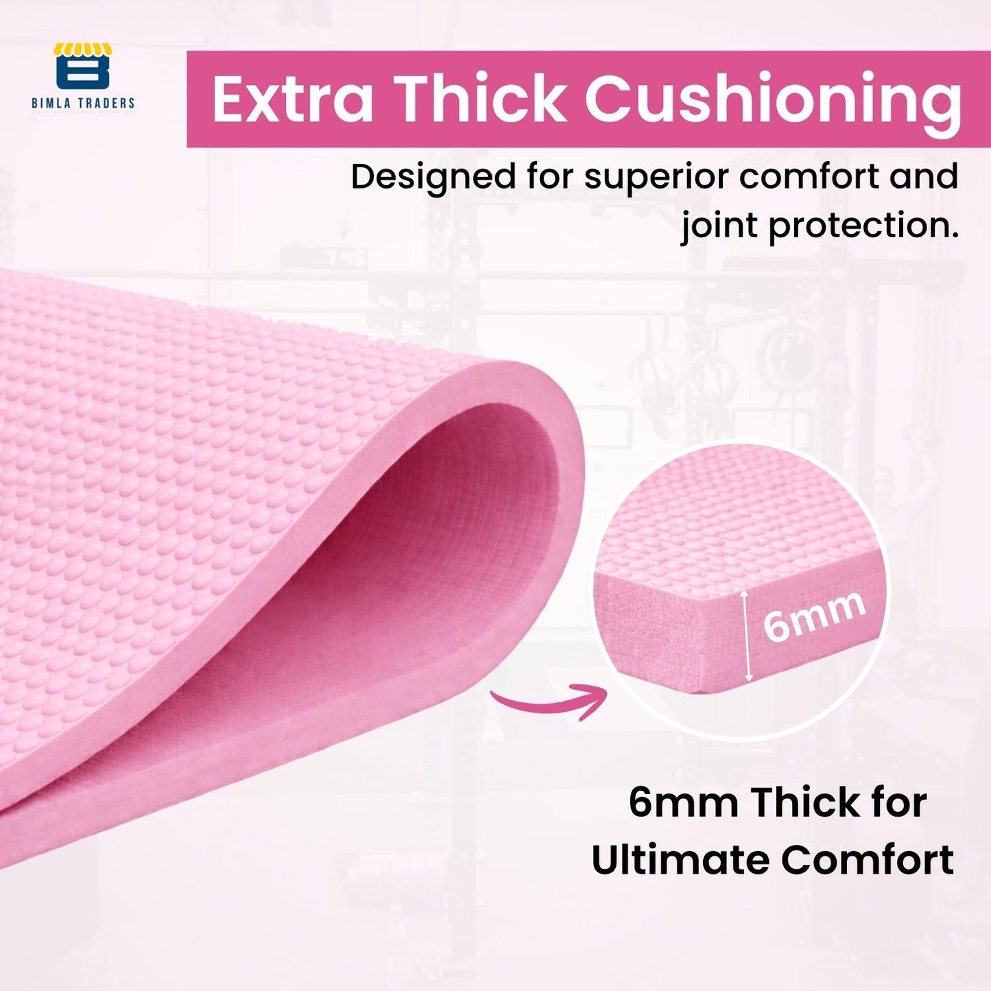 Bimla Traders Premium PVC Yoga Mat for Women & Men | Anti-Slip Exercise & Gym Mat for Home Workouts | Lightweight & Durable