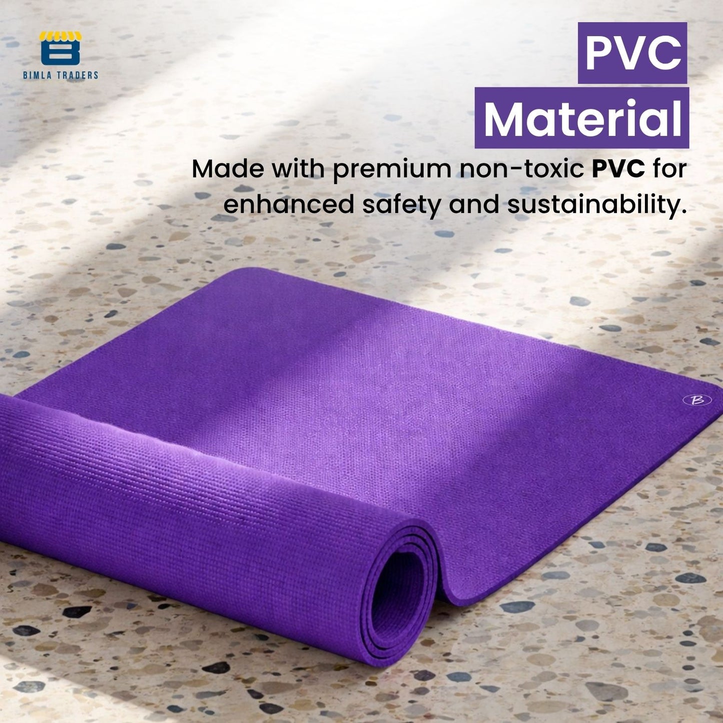 Bimla Traders Premium PVC Yoga Mat for Women & Men | Anti-Slip Exercise & Gym Mat for Home Workouts | Lightweight & Durable