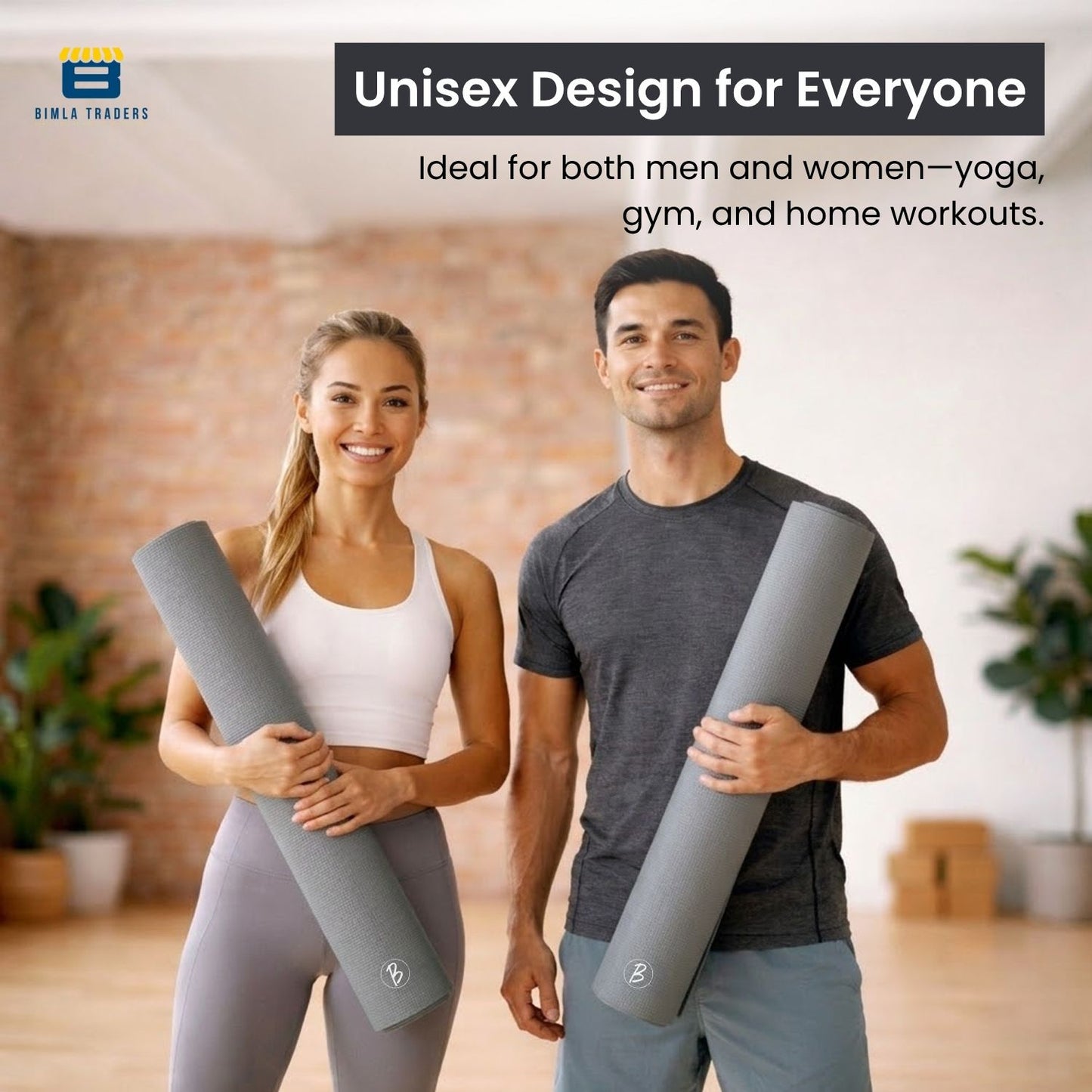 Bimla Traders Premium TPE Yoga Mat for Women & Men | Anti-Slip Exercise & Gym Mat for Home Workouts | Lightweight & Durable