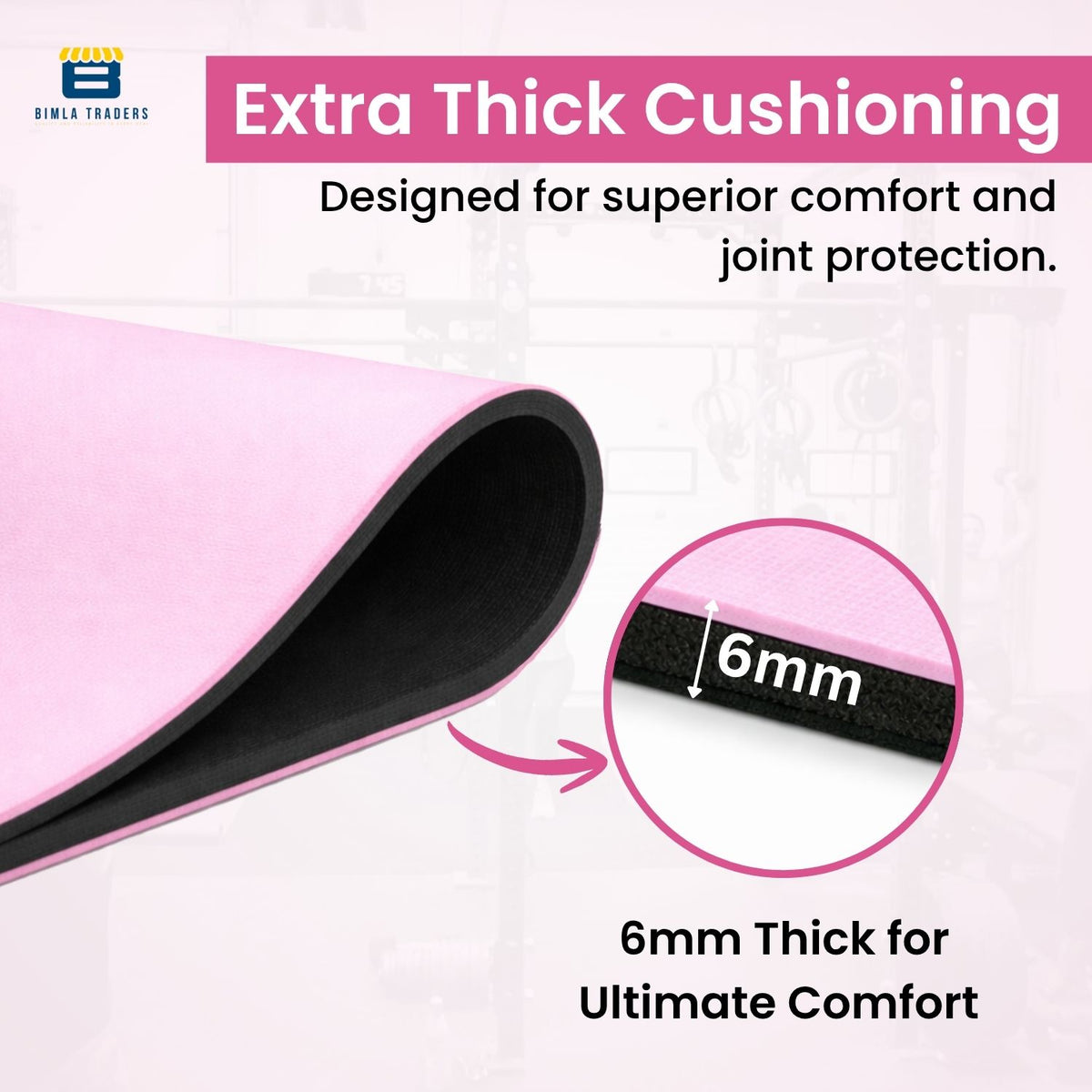 Bimla Traders Premium TPE Yoga Mat for Women & Men | Anti-Slip Exercise & Gym Mat for Home Workouts | Lightweight & Durable
