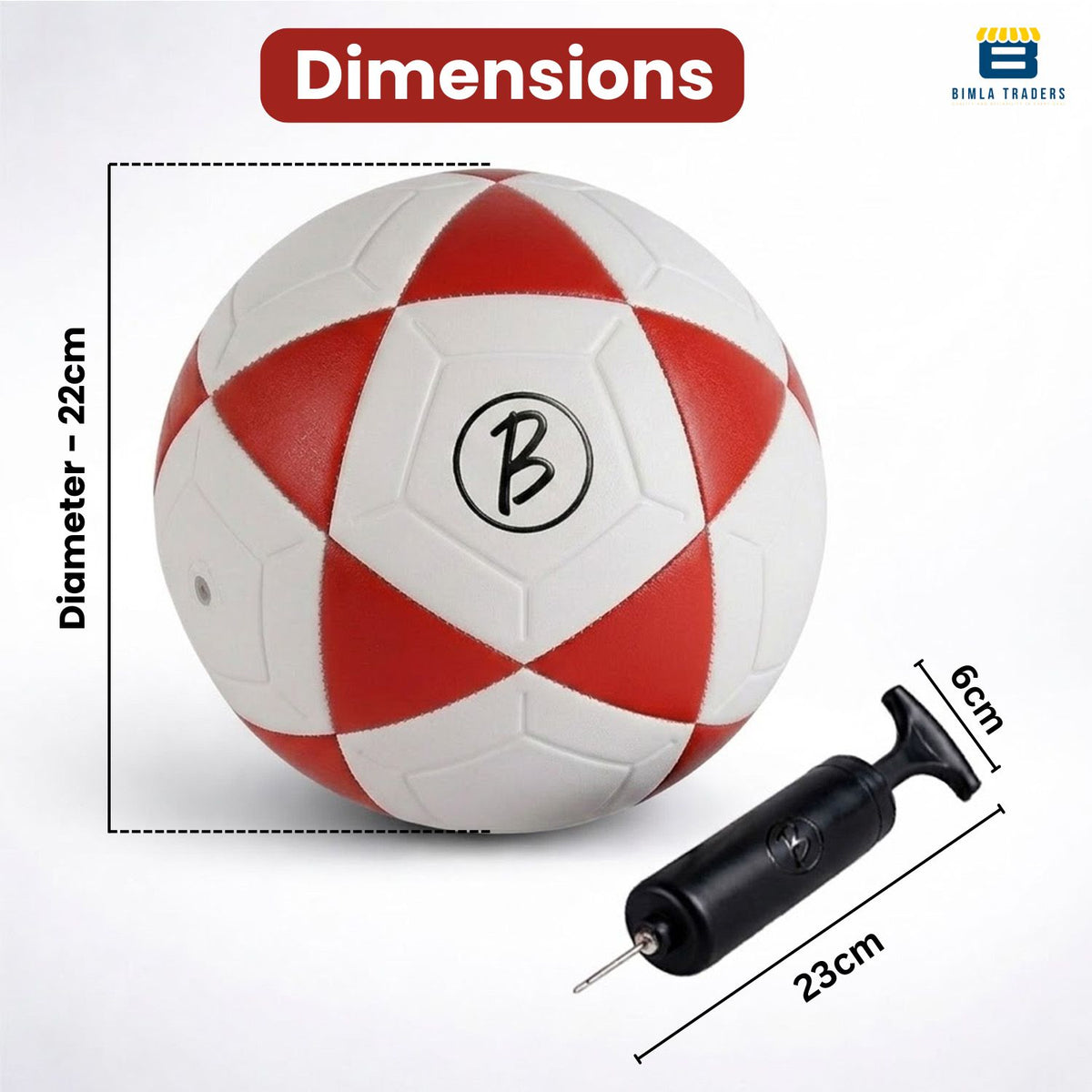 Bimla Traders Football | Rubber Moulded Training & Match Ball | All Age Groups | Outdoor Waterproof | for Ground, Grass & Turf