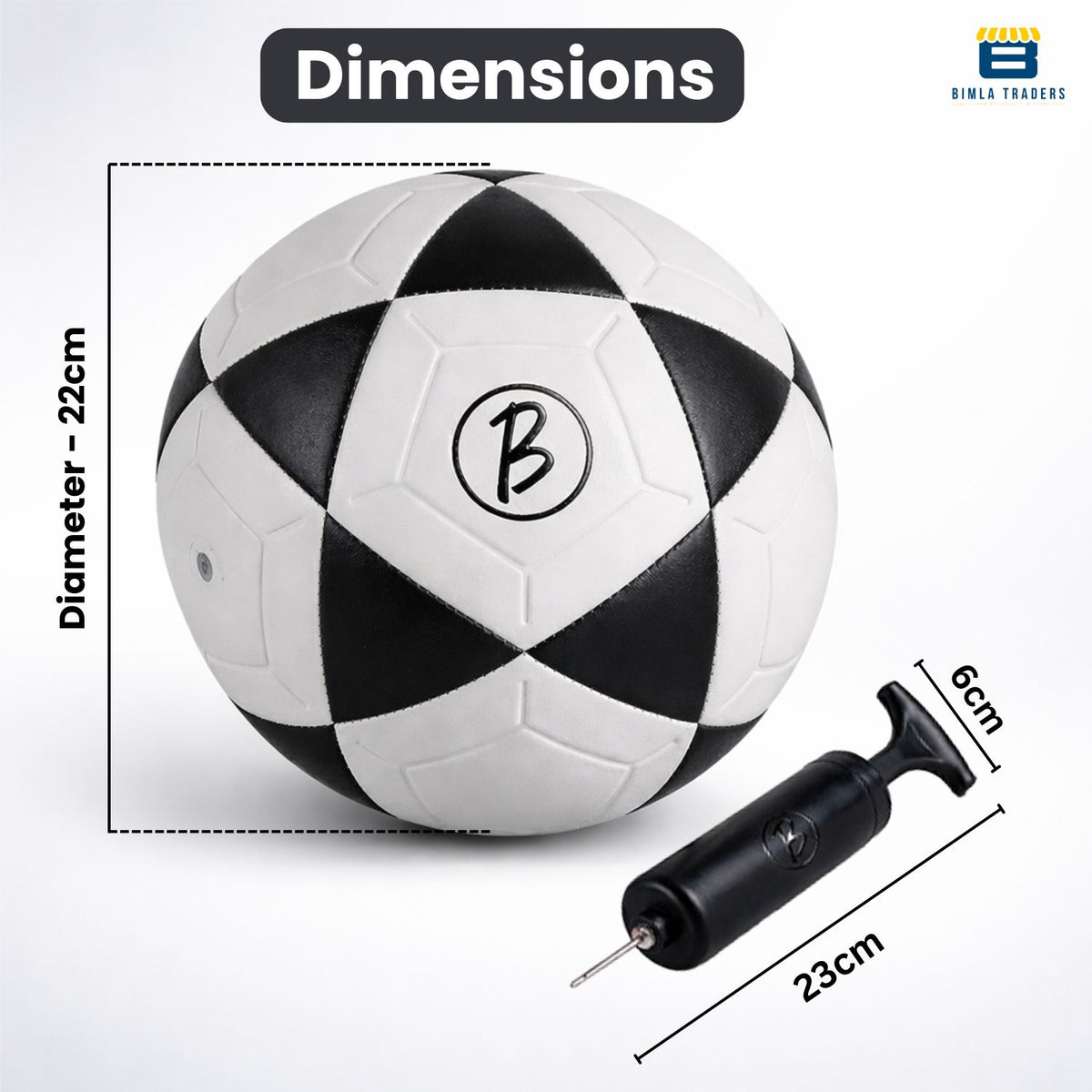 Bimla Traders Football | Rubber Moulded Training & Match Ball | All Age Groups | Outdoor Waterproof | for Ground, Grass & Turf