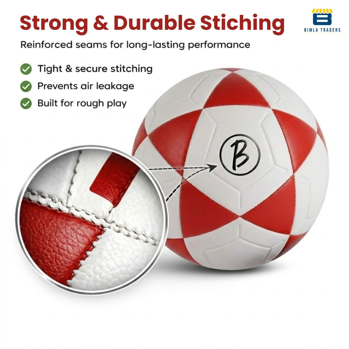 Bimla Traders Football | Rubber Moulded Training & Match Ball | All Age Groups | Outdoor Waterproof | for Ground, Grass & Turf
