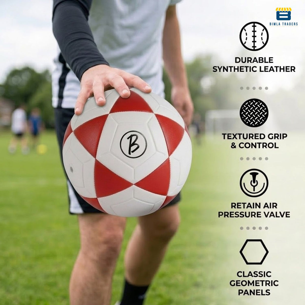 Bimla Traders Football | Rubber Moulded Training & Match Ball | All Age Groups | Outdoor Waterproof | for Ground, Grass & Turf
