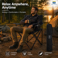 Bimla Traders Foldable Camping Chair with Armrest & Cup Holder, Portable Outdoor Chair with Carry Bag for Camping, Picnic, Fishing & Travel.