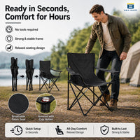 Bimla Traders Foldable Camping Chair with Armrest & Cup Holder, Portable Outdoor Chair with Carry Bag for Camping, Picnic, Fishing & Travel.