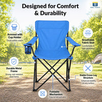 Bimla Traders Foldable Camping Chair with Armrest & Cup Holder, Portable Outdoor Chair with Carry Bag for Camping, Picnic, Fishing & Travel.