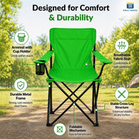 Bimla Traders Foldable Camping Chair with Armrest & Cup Holder, Portable Outdoor Chair with Carry Bag for Camping, Picnic, Fishing & Travel.