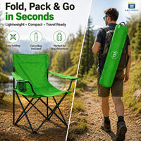 Bimla Traders Foldable Camping Chair with Armrest & Cup Holder, Portable Outdoor Chair with Carry Bag for Camping, Picnic, Fishing & Travel.