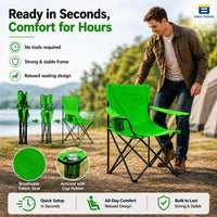 Bimla Traders Foldable Camping Chair with Armrest & Cup Holder, Portable Outdoor Chair with Carry Bag for Camping, Picnic, Fishing & Travel.
