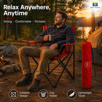 Bimla Traders Foldable Camping Chair with Armrest & Cup Holder, Portable Outdoor Chair with Carry Bag for Camping, Picnic, Fishing & Travel.