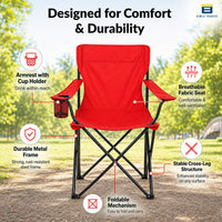 Bimla Traders Foldable Camping Chair with Armrest & Cup Holder, Portable Outdoor Chair with Carry Bag for Camping, Picnic, Fishing & Travel.