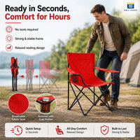 Bimla Traders Foldable Camping Chair with Armrest & Cup Holder, Portable Outdoor Chair with Carry Bag for Camping, Picnic, Fishing & Travel.
