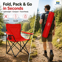 Bimla Traders Foldable Camping Chair with Armrest & Cup Holder, Portable Outdoor Chair with Carry Bag for Camping, Picnic, Fishing & Travel.