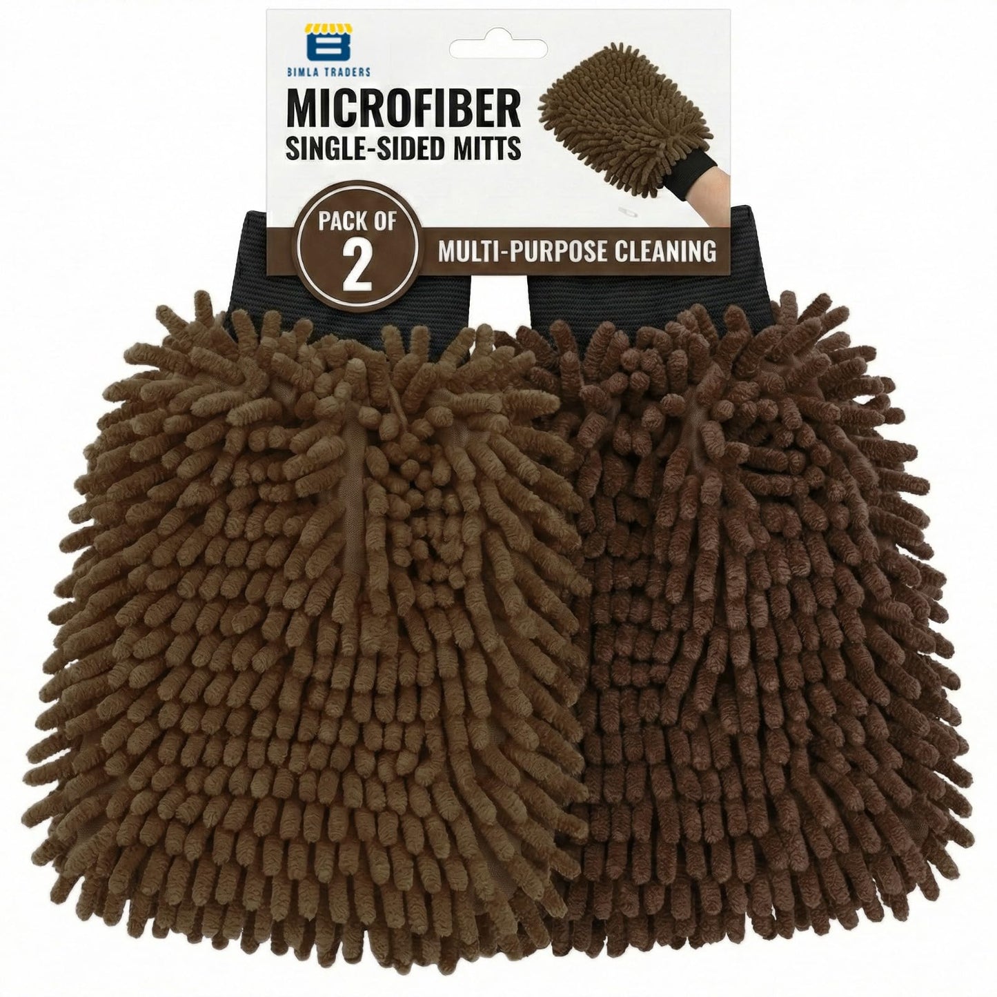 Bimla Traders Microfibre Wash Mitt Cleaning Gloves | Heavy-Duty Quality | Super Absorbent | Extra Large.