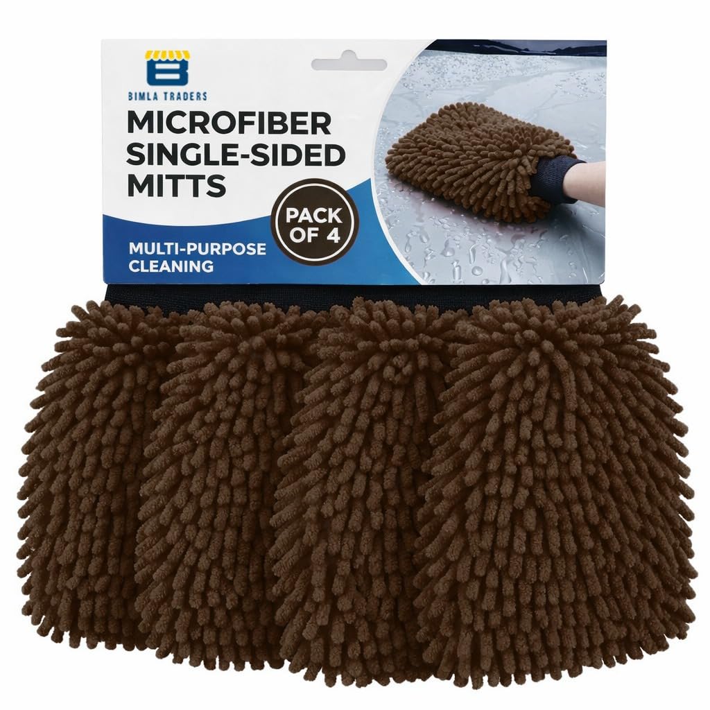 Bimla Traders Microfibre Wash Mitt Cleaning Gloves | Heavy-Duty Quality | Super Absorbent | Extra Large.