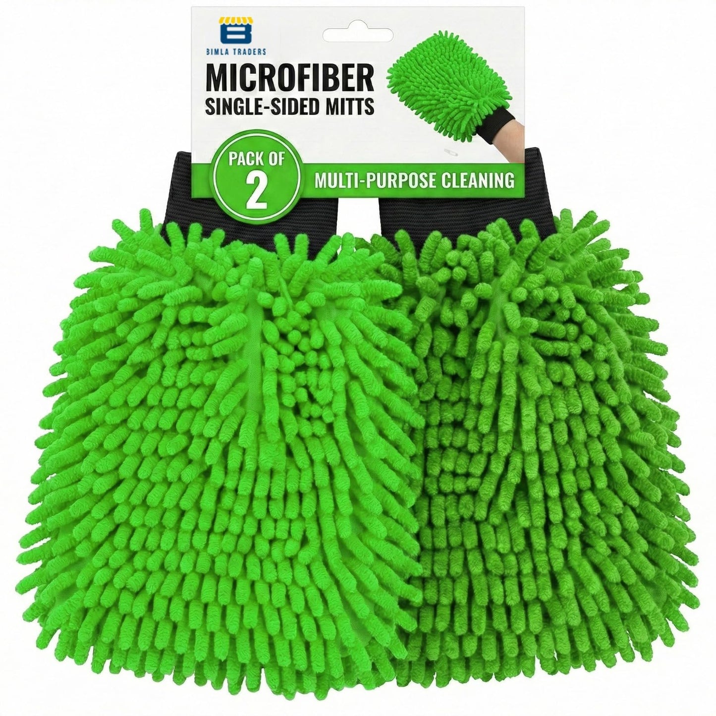 Bimla Traders Microfibre Wash Mitt Cleaning Gloves | Heavy-Duty Quality | Super Absorbent | Extra Large.