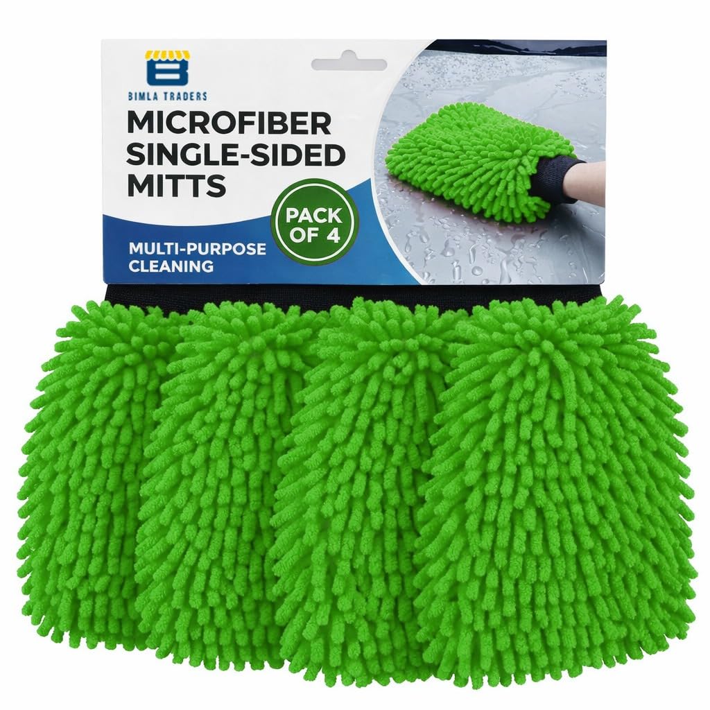 Bimla Traders Microfibre Wash Mitt Cleaning Gloves | Heavy-Duty Quality | Super Absorbent | Extra Large.