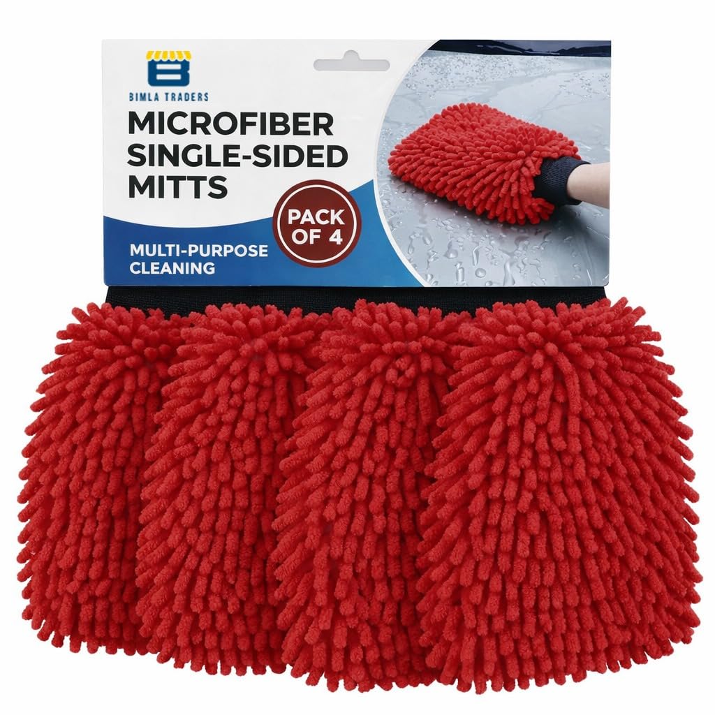 Bimla Traders Microfibre Wash Mitt Cleaning Gloves | Heavy-Duty Quality | Super Absorbent | Extra Large.