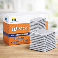 Bimla Traders Stainless Steel Non-Scratch Dish Cleaning Cloth | Reusable Wire Scrubber for Tough Grease on Utensils, Sinks & Counters | Wet & Dry Cleaning