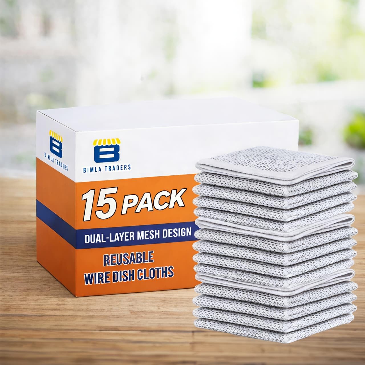Bimla Traders Stainless Steel Non-Scratch Dish Cleaning Cloth | Reusable Wire Scrubber for Tough Grease on Utensils, Sinks & Counters | Wet & Dry Cleaning