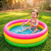 Bimla Traders Premium Inflatable Family Swimming Pool for Kids & Adults | Extra-Large 7 Feet 3-Layer Striped Bath Tub Without Pump, 82x59x23 Inch for Home & Outdoor Use
